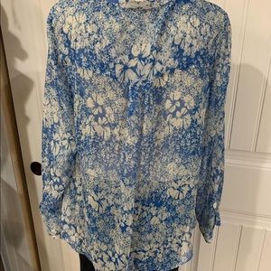 Sundance Tops - Sundance Catalog silk blue floral top large Sundance Tops - Sundance Catalog silk blue floral top large